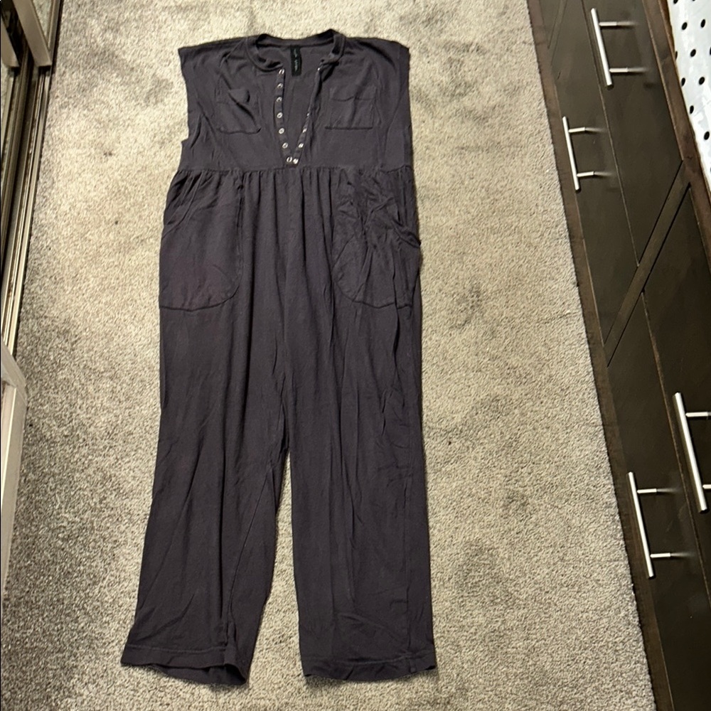 Urban Outfitters Gray Wide-Leg Jumpsuit with Gathered Waist and V-Neckline